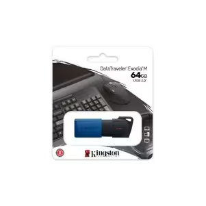 Kingston Unidad flash Kingston DataTraveler Exodia M DTXM - 64GB - USB 3.2 (Gen 1) Tipo A - Negro, Azul - 1 Paquete